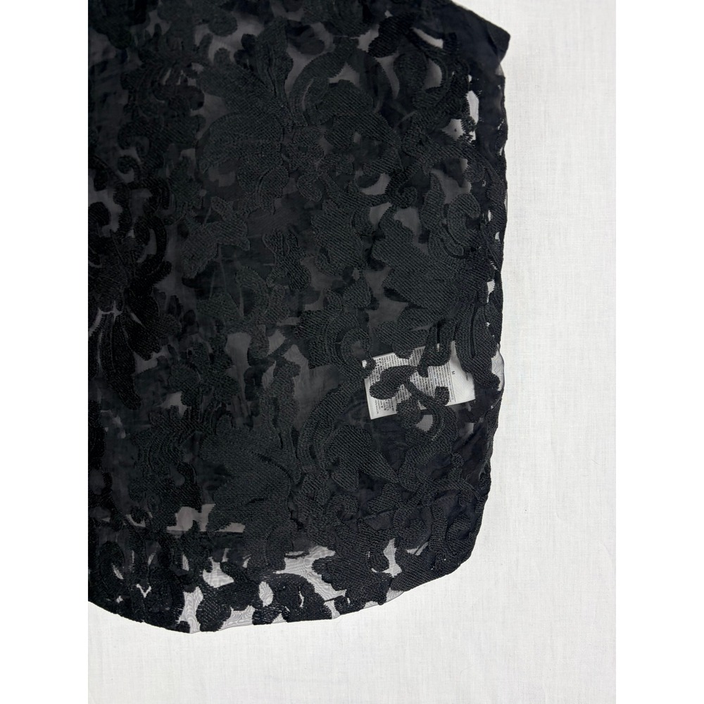 Banana Republic Womens Black Floral Lace V-Neck Sleeveless Shell M Top Sheer - Picture 10 of 13